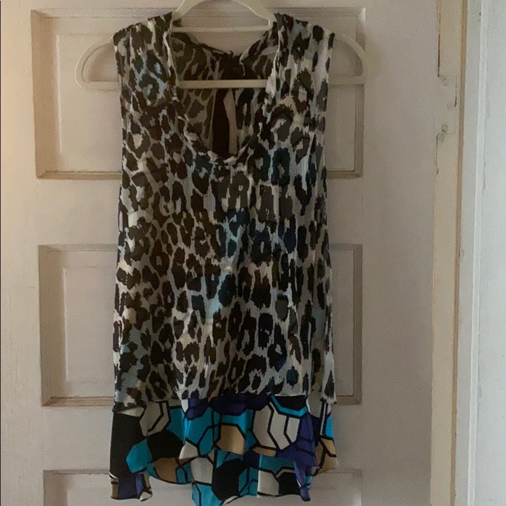 Tracy Reese Mix Print Sleeveless Blouse